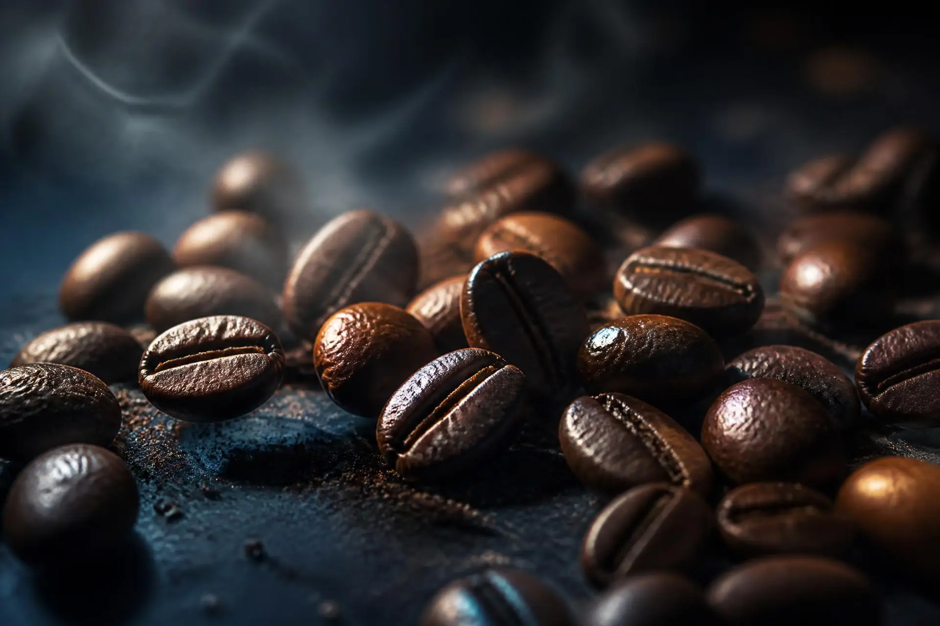 حبوب قهوة محمصة بألوانها الطبيعية